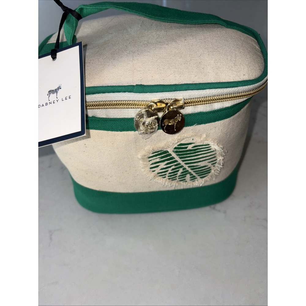 Dabney Lee Green and Cream Canvas Makeup Bag